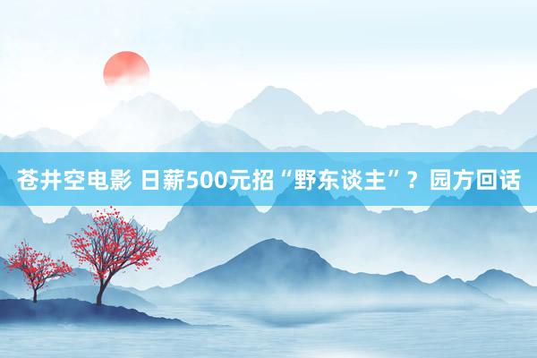 苍井空电影 日薪500元招“野东谈主”？园方回话