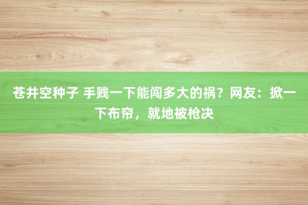 苍井空种子 手贱一下能闯多大的祸？网友：掀一下布帘，就地被枪决