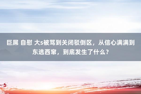 巨屌 自慰 大s被骂到关闭驳倒区，从信心满满到东逃西窜，到底发生了什么？