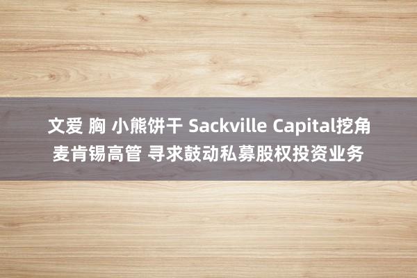 文爱 胸 小熊饼干 Sackville Capital挖角麦肯锡高管 寻求鼓动私募股权投资业务