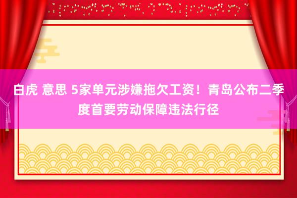 白虎 意思 5家单元涉嫌拖欠工资！青岛公布二季度首要劳动保障违法行径