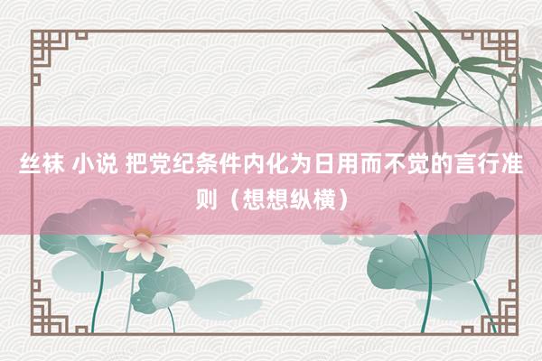 丝袜 小说 把党纪条件内化为日用而不觉的言行准则（想想纵横）